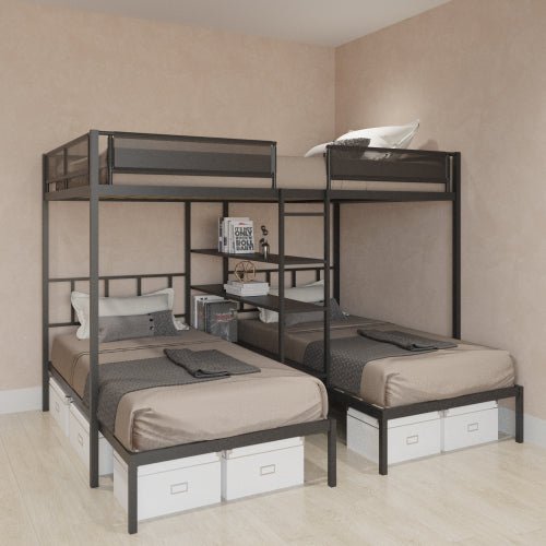 Bellemave Metal Full over Twin Beds with Shelves - Bellemave