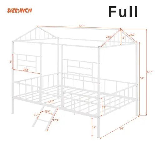 Bellemave® Metal House Bed with Ladder - Bellemave
