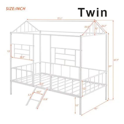 Bellemave® Metal House Bed with Ladder - Bellemave
