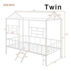 Bellemave® Metal House Bed with Ladder - Bellemave