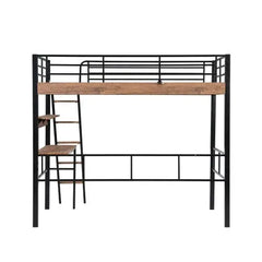 Bellemave Metal Loft Bed with Built-in Desk, Storage Shelf and Ladder - Bellemave