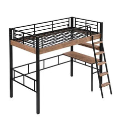 Bellemave Metal Loft Bed with Built-in Desk, Storage Shelf and Ladder - Bellemave