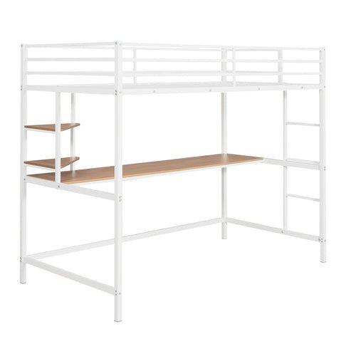 Bellemave Metal Loft Bed with Desk and Shelve - Bellemave