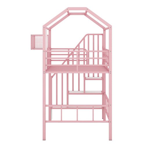 Bellemave Metal Loft Bed with roof design and a storage box - Bellemave