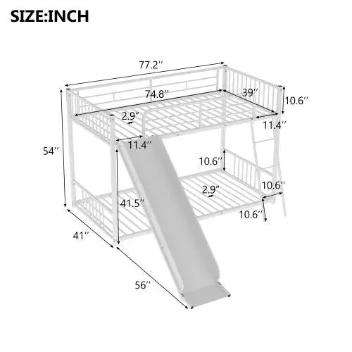 Bellemave® Metal Twin Size Bunk Bed with Slide - Bellemave