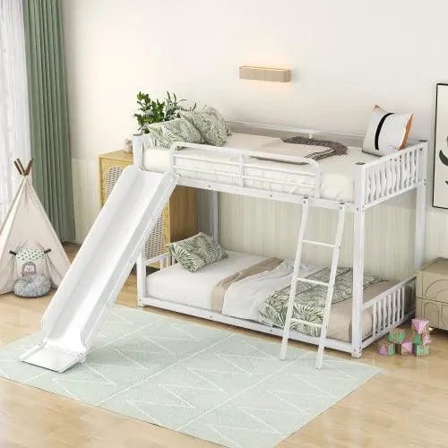 Bellemave® Metal Twin Size Bunk Bed with Slide - Bellemave