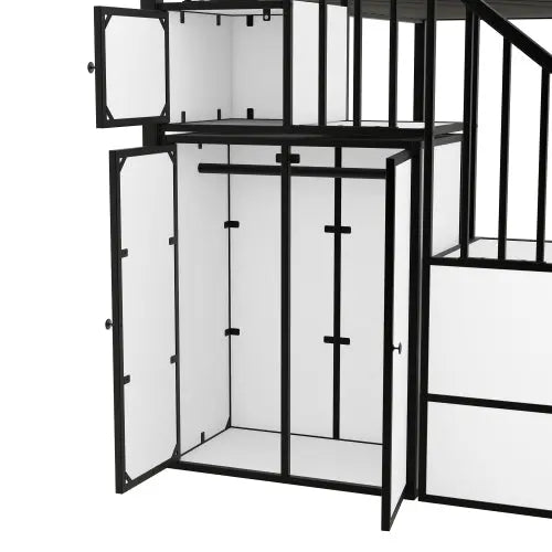 Bellemave Metal Twin-Size Castle-shaped Bunk Bed with Wardrobe and Multiple Storage - Bellemave