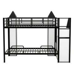 Bellemave Metal Twin-Size Castle-shaped Bunk Bed with Wardrobe and Multiple Storage - Bellemave