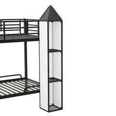 Bellemave Metal Twin-Size Castle-shaped Bunk Bed with Wardrobe and Multiple Storage - Bellemave