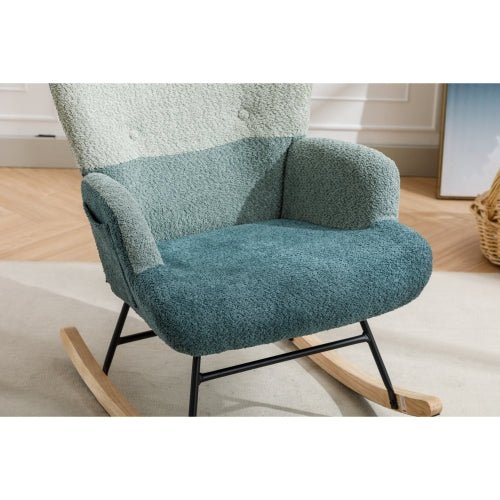 Bellemave Modern Patchwork Accent Chair with Solid Wood Armrest and Feet - Bellemave