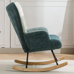 Bellemave Modern Patchwork Accent Chair with Solid Wood Armrest and Feet - Bellemave