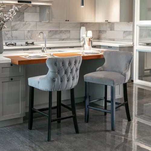 Bellemave® Modern Velvet upholstered bar Chair (2 - piece set) - Bellemave