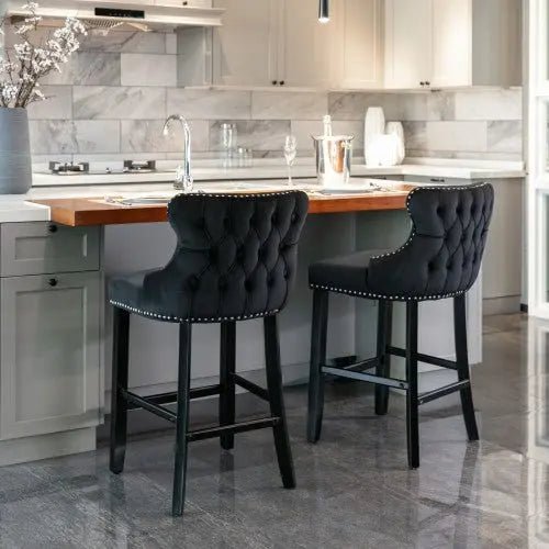 Bellemave® Modern Velvet upholstered bar Chair (2 - piece set) - Bellemave