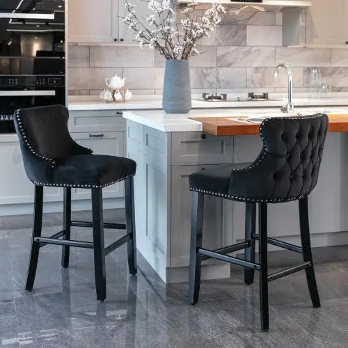 Bellemave® Modern Velvet upholstered bar Chair (2 - piece set) - Bellemave