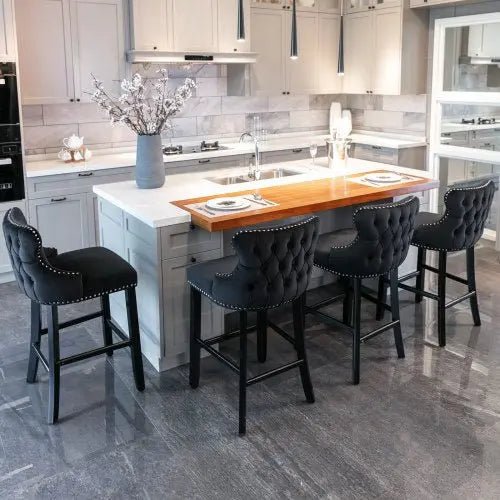 Bellemave® Modern Velvet upholstered bar Chair (4 - piece set) - Bellemave