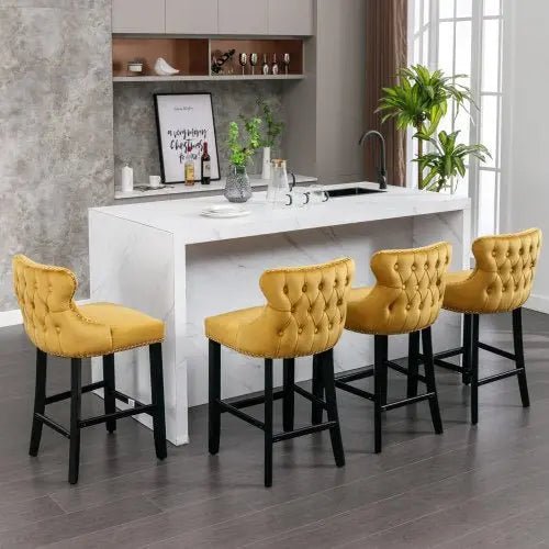 Bellemave® Modern Velvet upholstered bar Chair (4 - piece set) - Bellemave