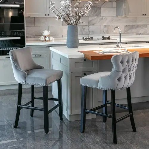Bellemave® Modern Velvet upholstered bar Chair (4 - piece set) - Bellemave