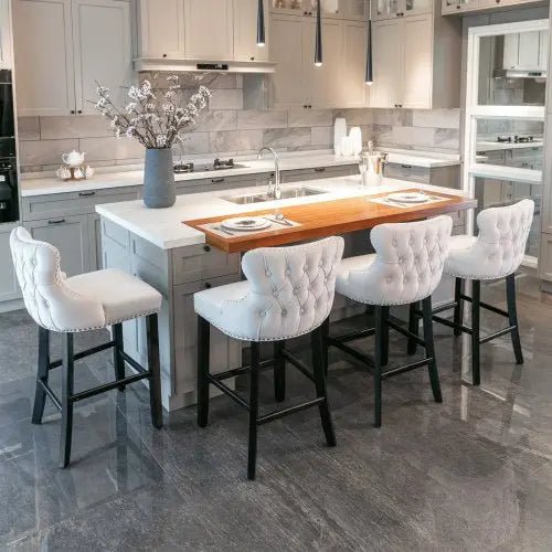 Bellemave® Modern Velvet upholstered bar Chair (4 - piece set) - Bellemave