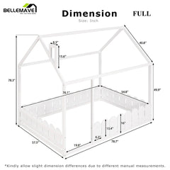 Bellemave® Montessori House Bed with Fence - Bellemave