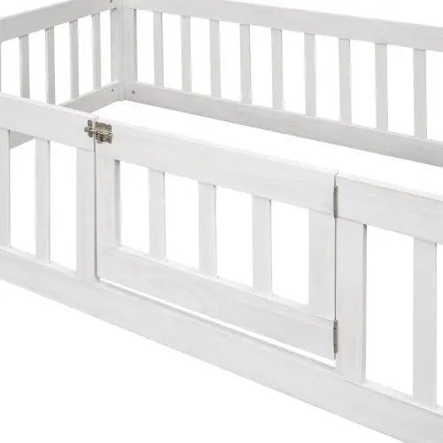Bellemave® Montessori Wood Floor House Bed with Fence and Door - Bellemave