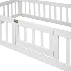 Bellemave® Montessori Wood Floor House Bed with Fence and Door - Bellemave