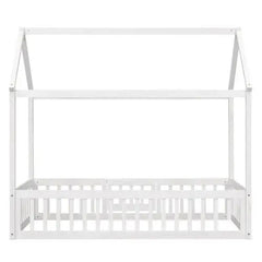 Bellemave® Montessori Wood Floor House Bed with Fence and Door - Bellemave