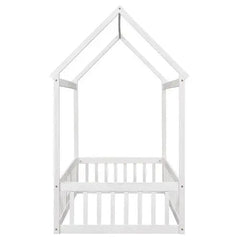 Bellemave® Montessori Wood Floor House Bed with Fence and Door - Bellemave