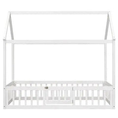 Bellemave® Montessori Wood Floor House Bed with Fence and Door - Bellemave