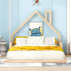 Bellemave® Montessori Wooden Floor Bed with House Shaped Headboard - Bellemave