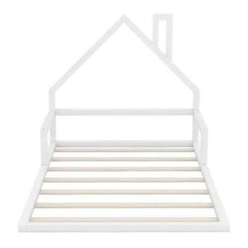 Bellemave® Montessori Wooden Floor Bed with House Shaped Headboard - Bellemave