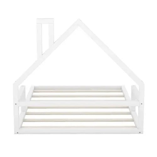 Bellemave® Montessori Wooden Floor Bed with House Shaped Headboard - Bellemave