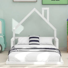 Bellemave® Montessori Wooden Floor Bed with House Shaped Headboard - Bellemave