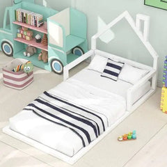 Bellemave® Montessori Wooden Floor Bed with House Shaped Headboard - Bellemave