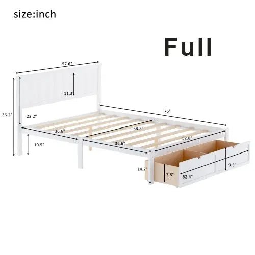 Bellemave® Platform Bed with Under - Bed Drawers - Bellemave