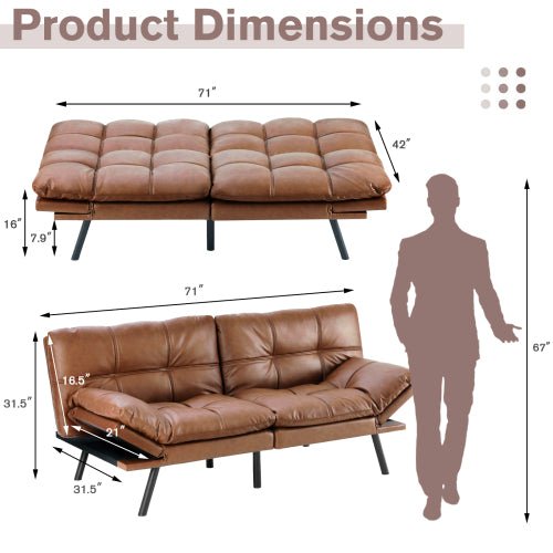 Bellemave PU Leather Futon Sofa Bed - Bellemave