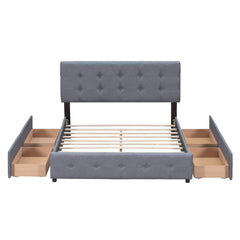 Bellemave Queen Size Linen Upholstered Platform Bed with 4 Drawers - Bellemave