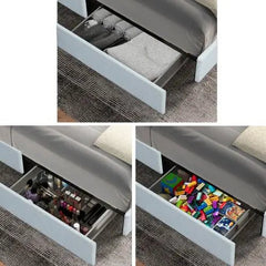 Bellemave® Queen Size Lvory Upholstered Platform Bed with 4 Drawers - Bellemave