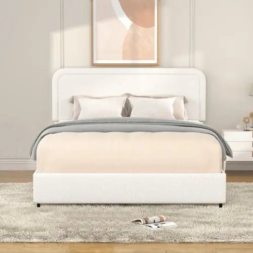 Bellemave® Queen Size Lvory Upholstered Platform Bed with 4 Drawers - Bellemave