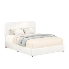 Bellemave® Queen Size Lvory Upholstered Platform Bed with 4 Drawers - Bellemave
