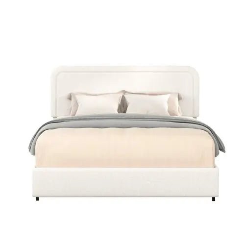 Bellemave® Queen Size Lvory Upholstered Platform Bed with 4 Drawers - Bellemave