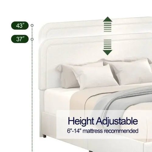 Bellemave® Queen Size Lvory Upholstered Platform Bed with 4 Drawers - Bellemave