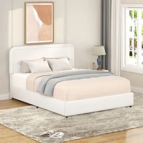 Bellemave® Queen Size Lvory Upholstered Platform Bed with 4 Drawers - Bellemave