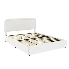 Bellemave® Queen Size Lvory Upholstered Platform Bed with 4 Drawers - Bellemave
