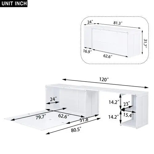Bellemave® Queen Size Murphy Bed with Rotable Desk - Bellemave