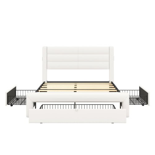 Bellemave Queen Size Upholstered Platform Bed with Drawers Storage and Charging Station - Bellemave