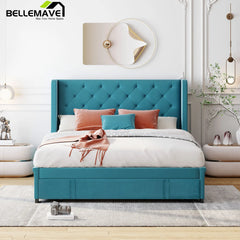 Bellemave Queen Size Velvet Upholstered Platform Bed - Bellemave