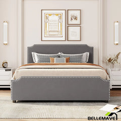 Bellemave Queen Size Velvet Upholstered Platform Bed with Drawers - Bellemave