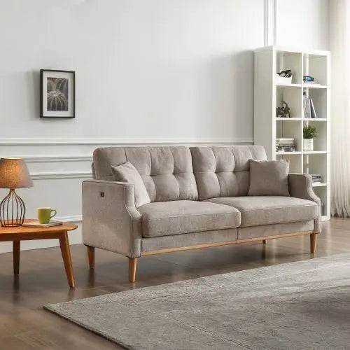 103.9 Modern Couch Corduroy Fabric Comfy Sofa with Rubber Wood