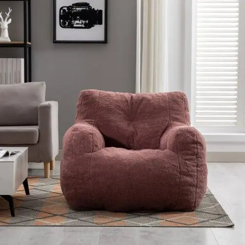 Bellemave Soft Tufted Foam Bean Bag Chair With Teddy Fabric - Bellemave