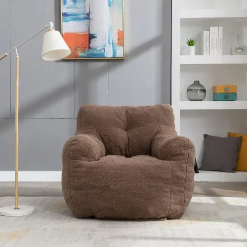 Bellemave Soft Tufted Foam Bean Bag Chair With Teddy Fabric - Bellemave